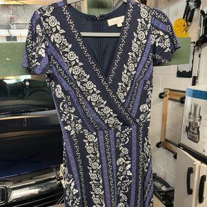 Loft Women's Petite Dress, Purple/White Floral Design, Size 00P